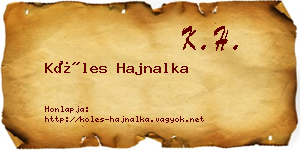 Köles Hajnalka névjegykártya